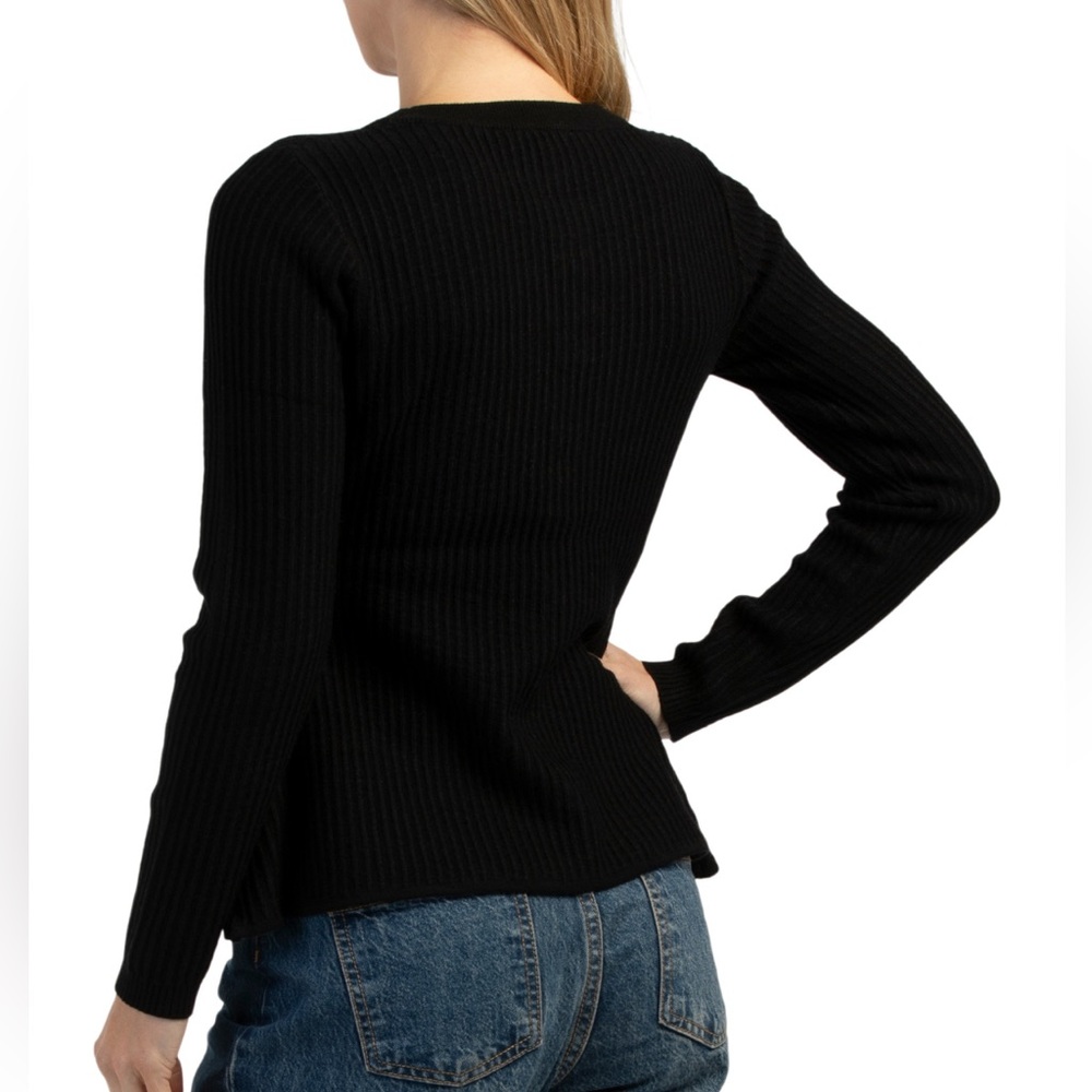 Nanette Lepore Ribbed Sweater with Bow Accents - Picture 2 of 3
